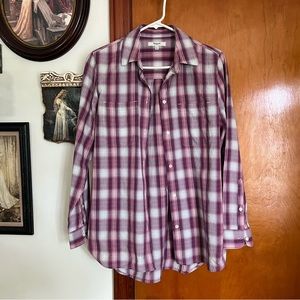 madewell plaid button up blouse